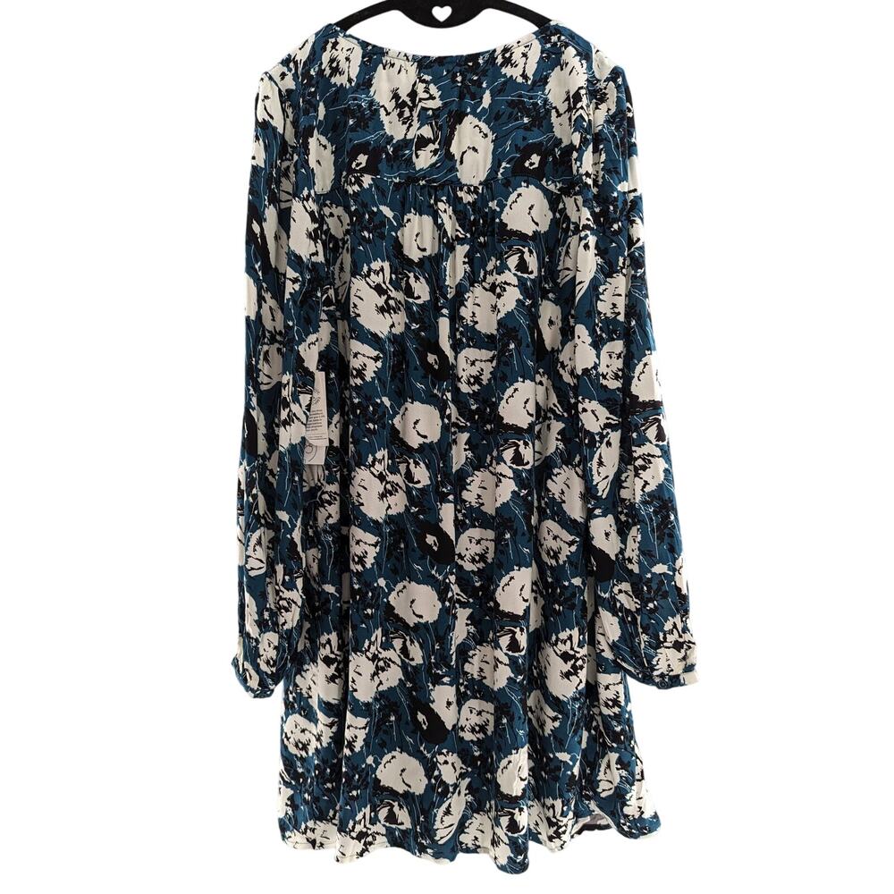Treasure & Bond Floral Long Sleeve Shift Dress Teal Size Large - Picture 7 of 9